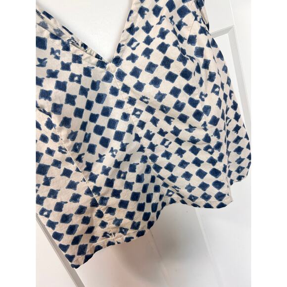Madewell Women's‎ Shibori Print Cotton V-Back Cropped Top White Blue Size 10 - Picture 6 of 13
